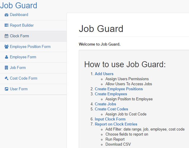 Job Guard dashboard