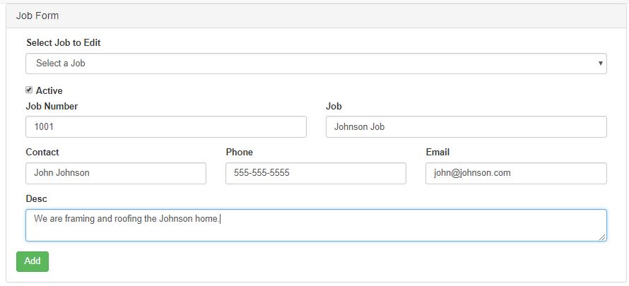 Job form is a place to list job information and contact information.